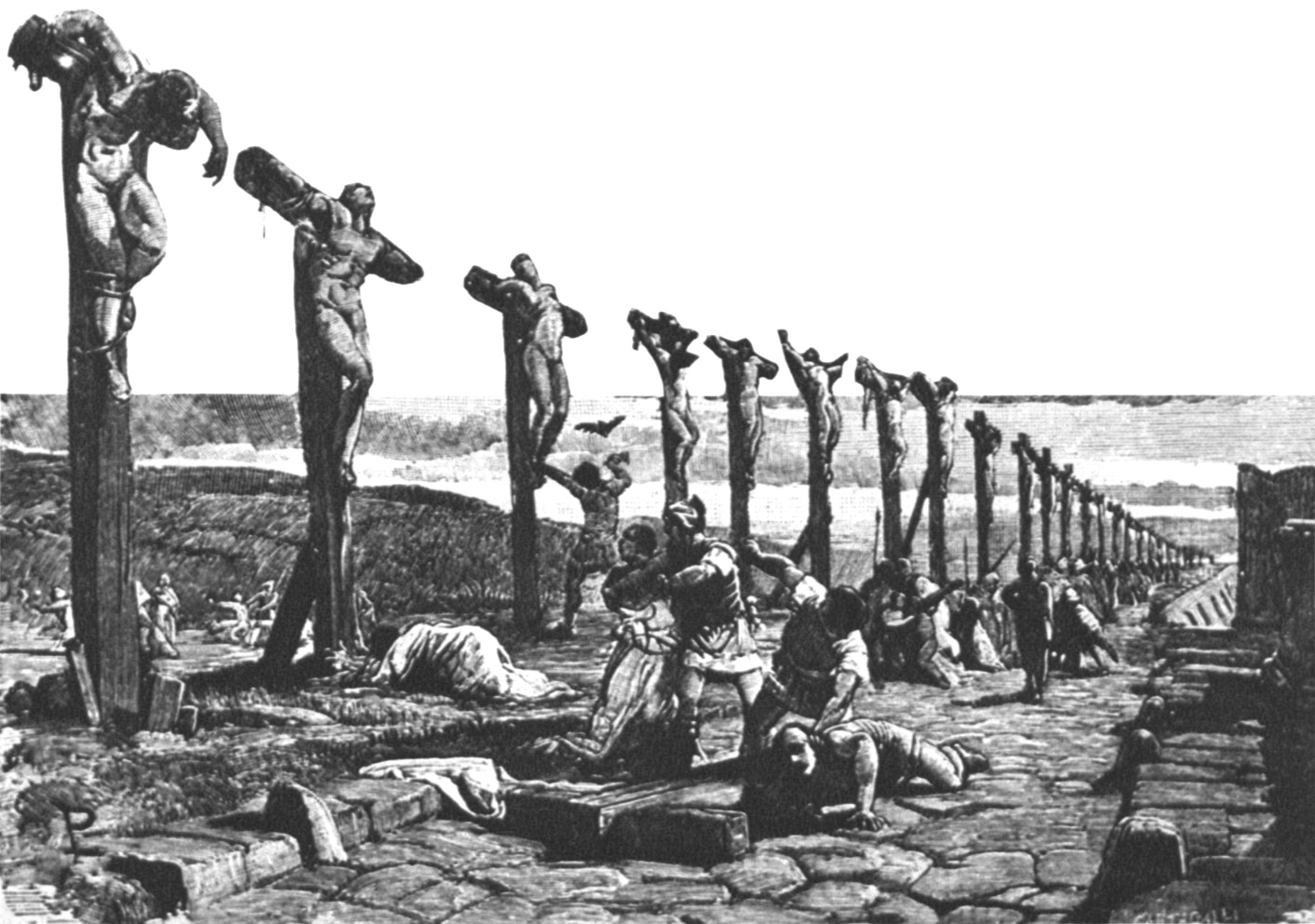 Image result for miles and miles of crucifixions