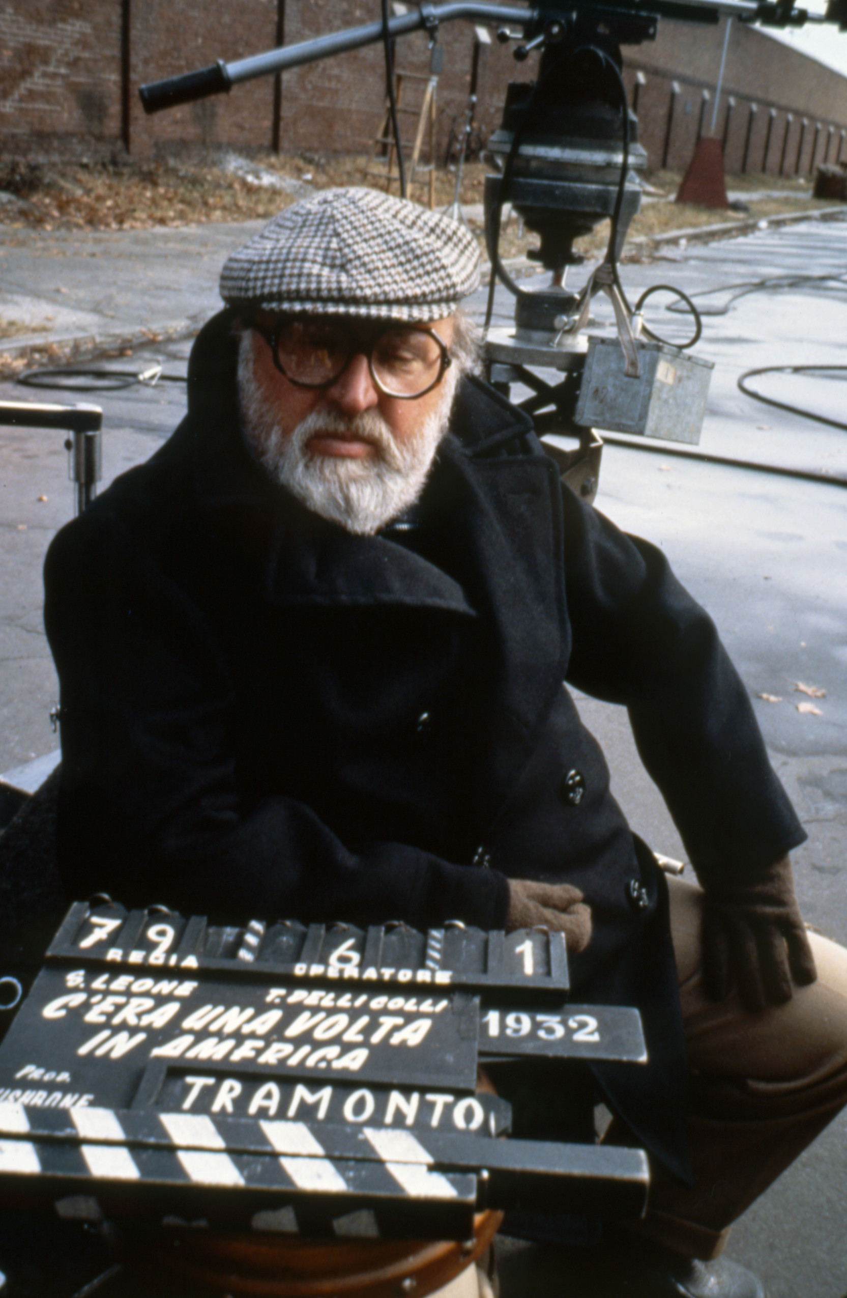 Sergio Leone on the set of "Once upon a time in America"