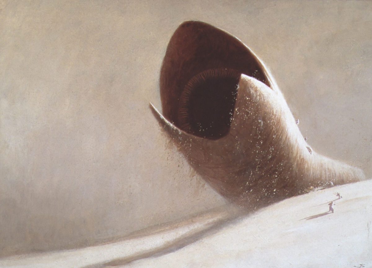Schoenherr'a concept of the Sandworms of Arrakis, painted for Analog's cover