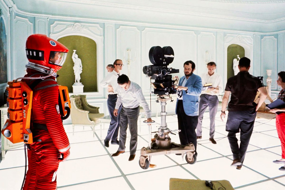 Stanley Kubrick on the set of 2001: A Space Odyssey (1968)