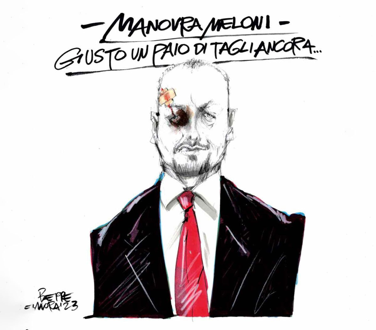 Manovra Meloni - Vignetta Beppe Mora 21/10/2023