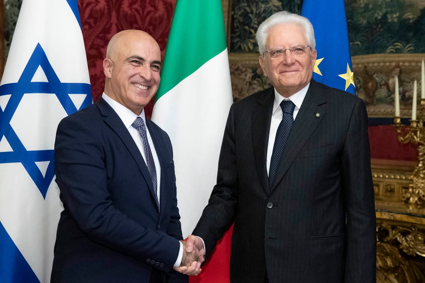 Dror Eydar, ex ambasciatore di Israele a Roma dal 2019 al 2022, con Sergio Mattarella