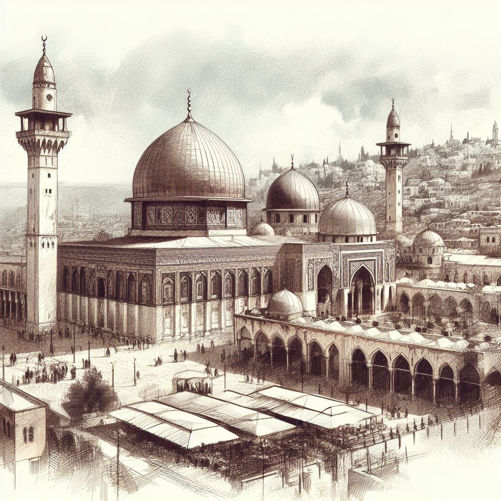 The Al-Aqsa Mosque in Jerusalem - Illustration by Poccioro