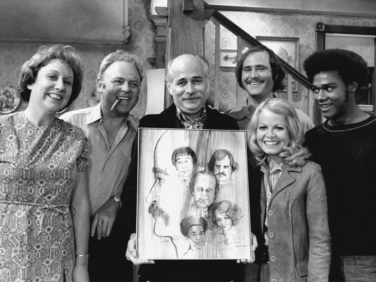 Norman Lear with the cast of All in the Family